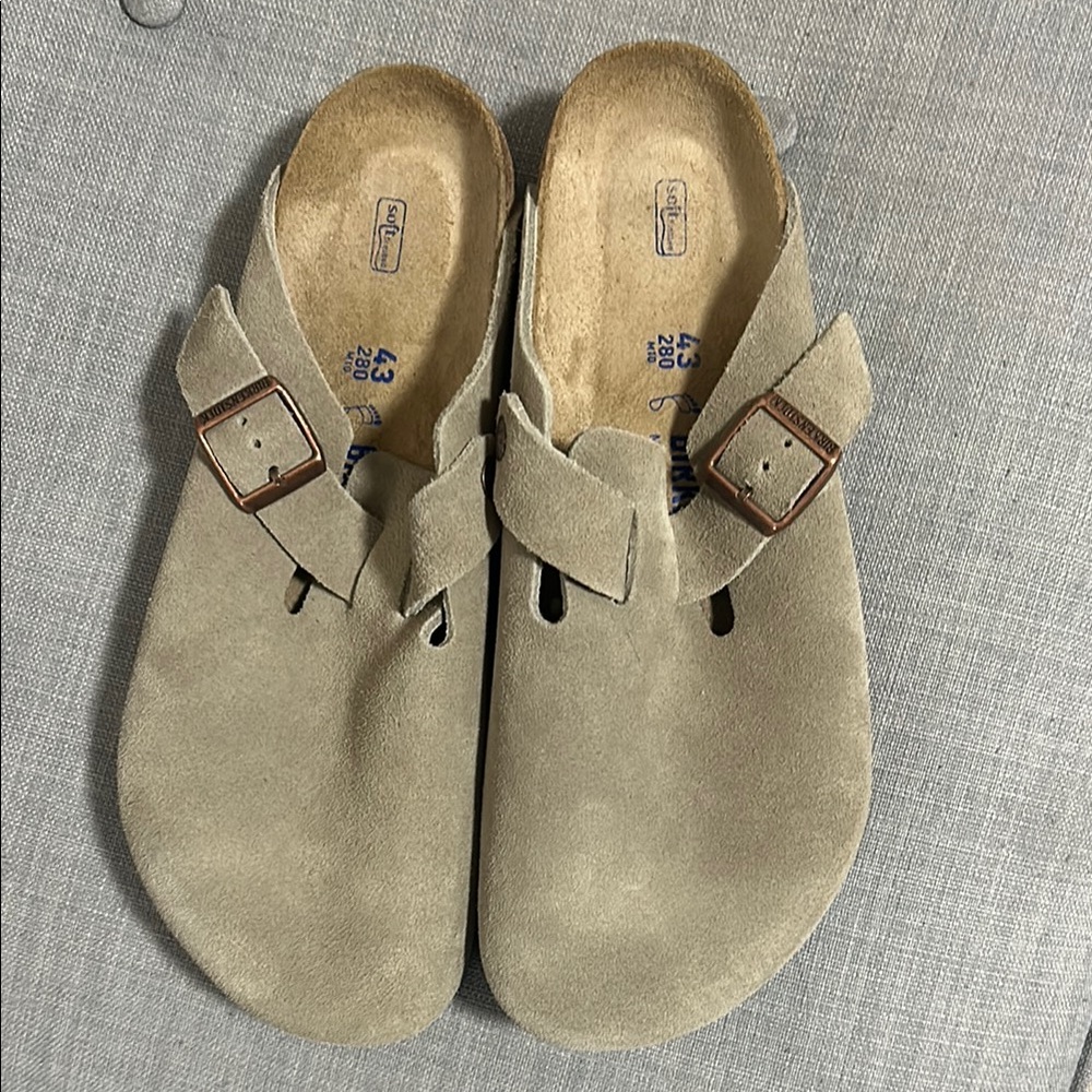 Birkenstock Beige Suede Slip-On Sandals